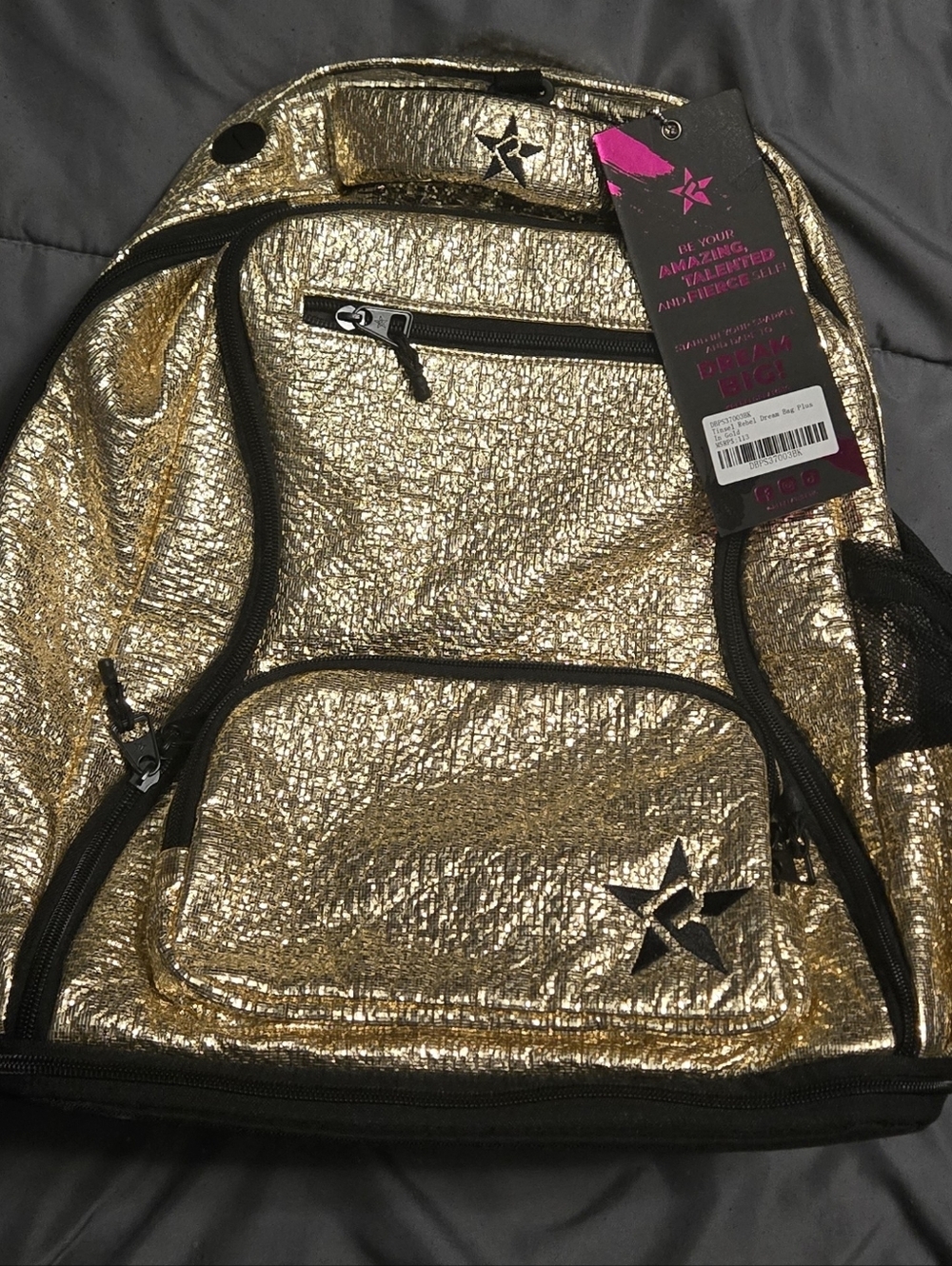 REBEL Gold Metallic Tinsel  Backpack